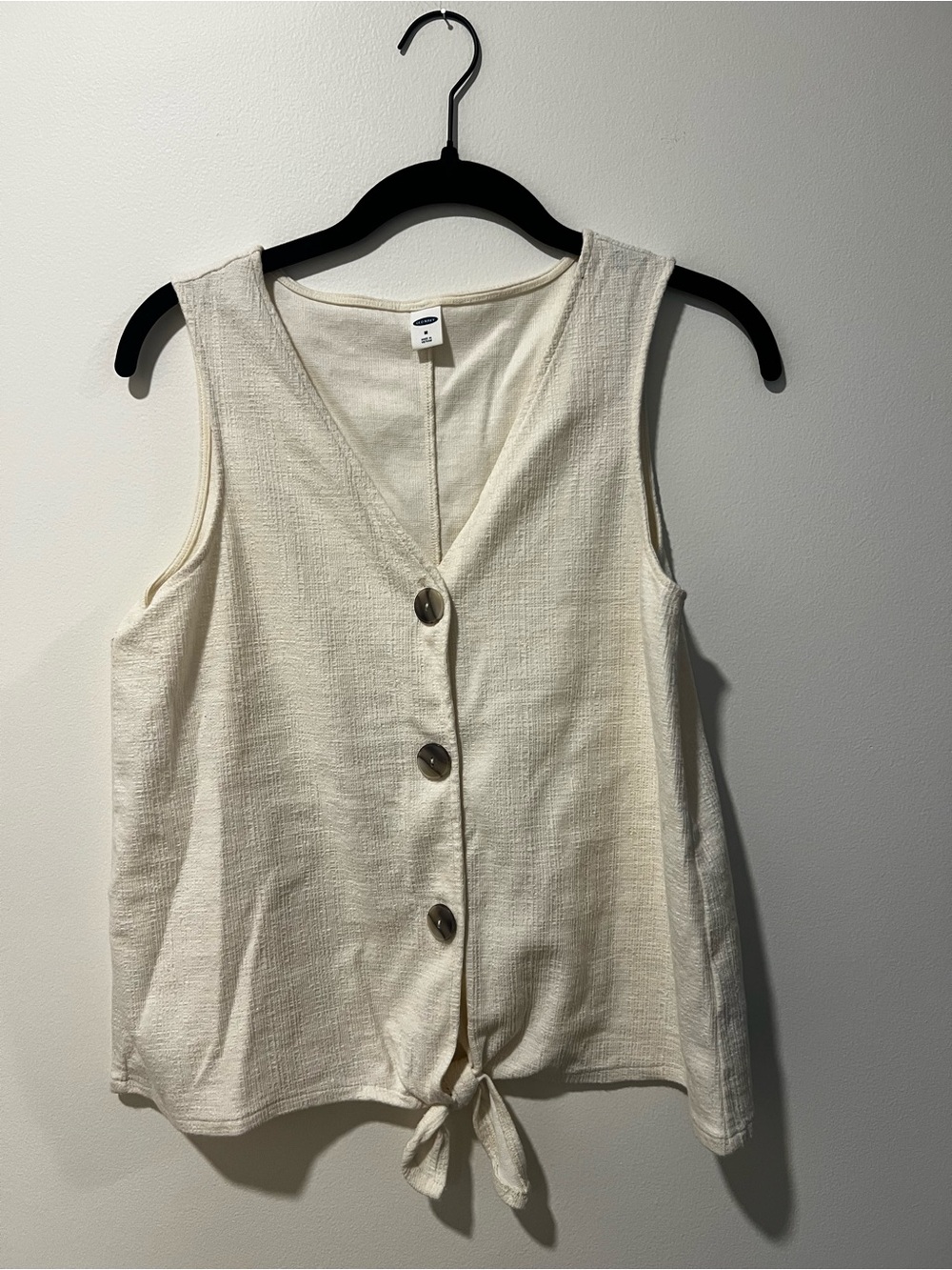 Old Navy Cream Tie-Front Button Tank